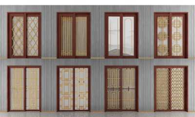 新中式推拉门3D模型下载